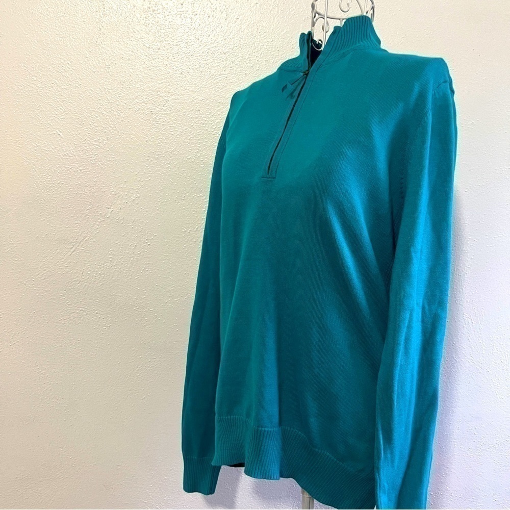 Foxcroft deep turquoise sweater, 100% supima cotton. Sz L. Preowned. EUC. - Picture 3 of 9